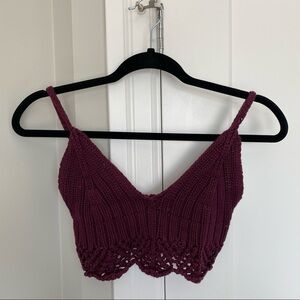 ❄️ Brandy Melville Knit Maroon Cropped Top​​​​​